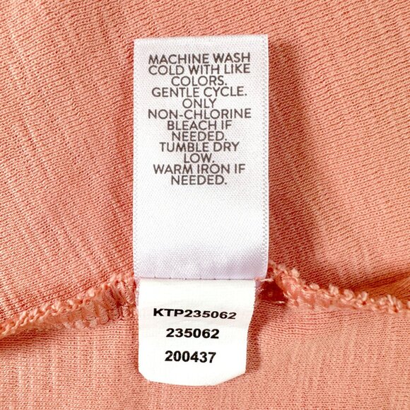 J.Jill Pima Cotton Slub Knit Tee T-Shirt Sz MP Peach V-Neck Casual Cottagecore - Picture 6 of 7
